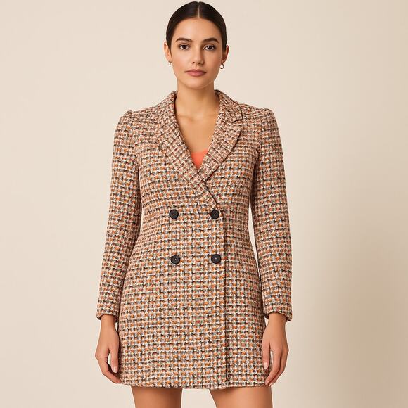 Adelyn Rae Laurie Tweed Double Breasted Mini Dress Size L - Picture 2 of 14